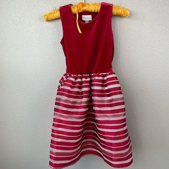 Place Sleeveless Red Velour Dress Size 7/8 EUC - Picture 1 of 5